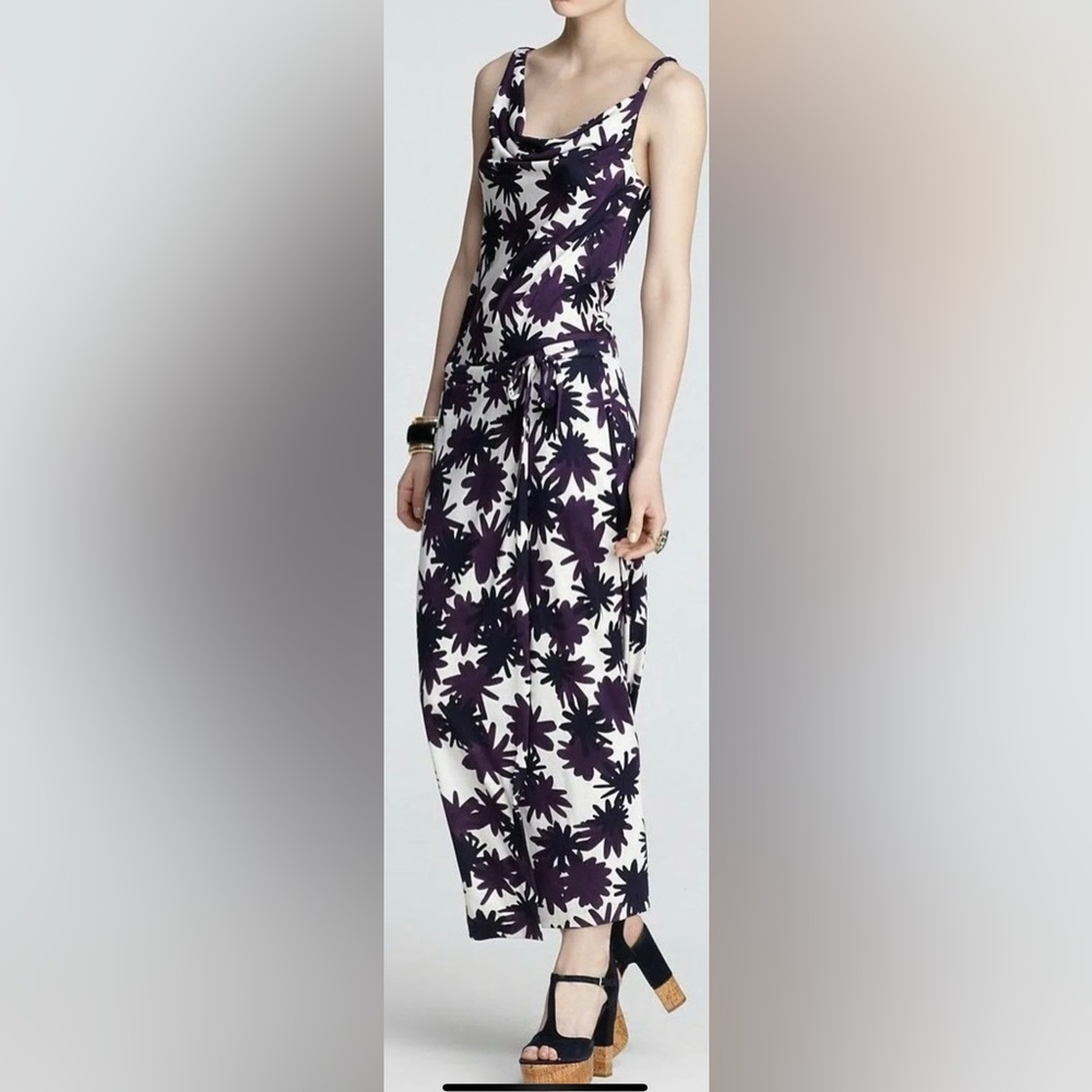 Diane Von Furstenberg Louanne Asterisk Meadow Aubergine Maxi Dress - Size 8, NWT